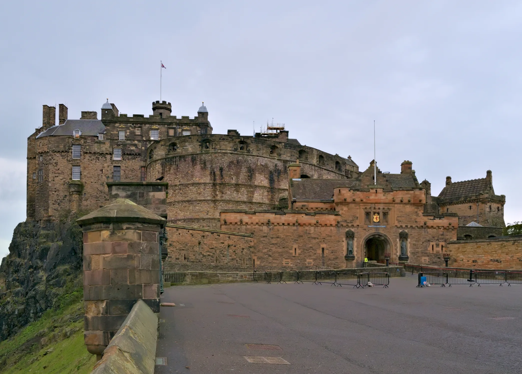 Edinburgh Castle seen across the broad esplanade