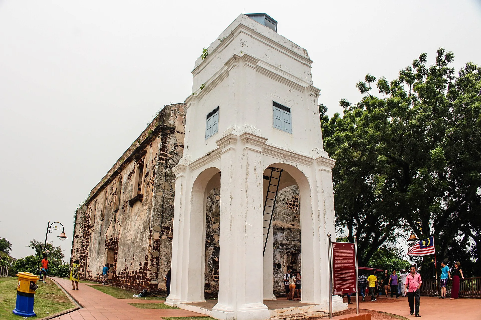 Exterior of the ruined St Paul’s Church on its hill