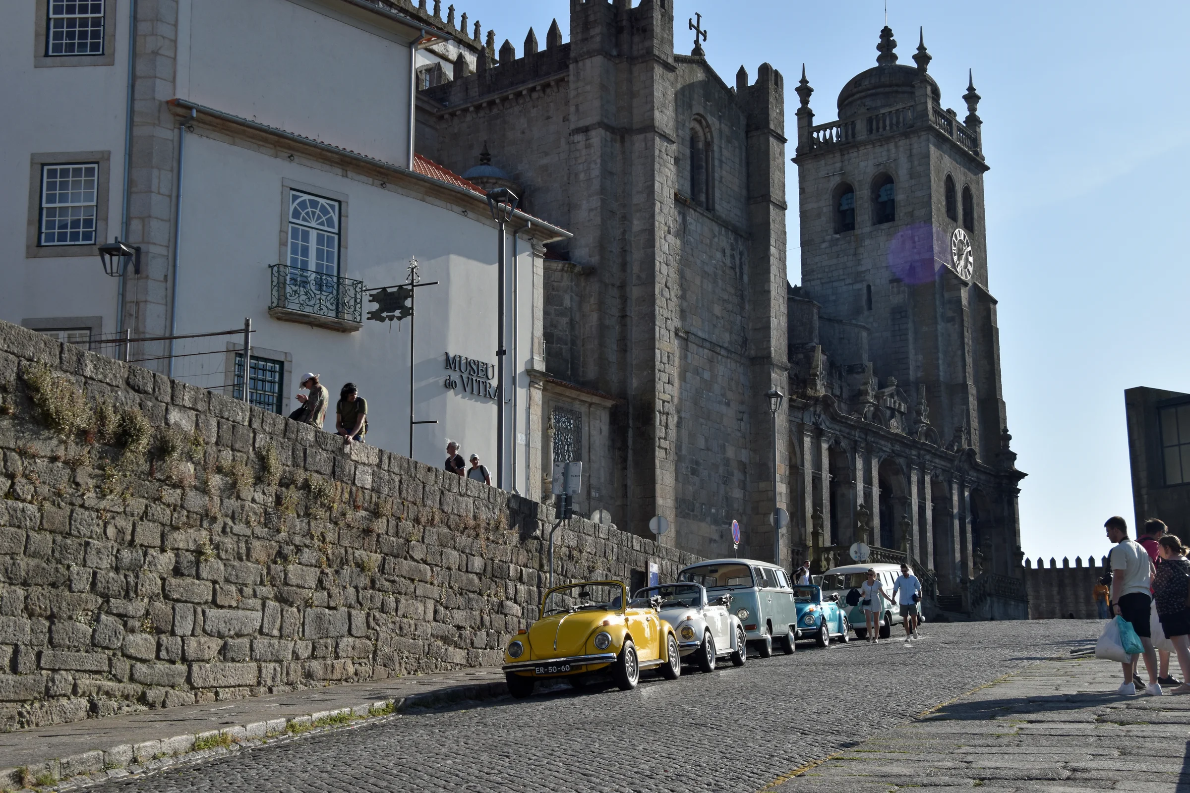 Porto Cathedral rising above a cobbled street